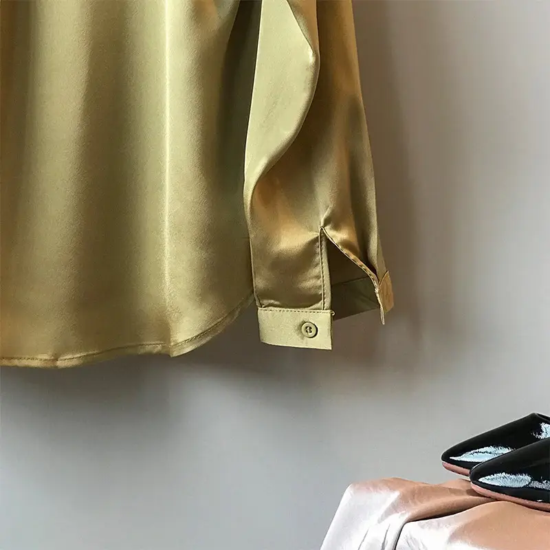 Solid Long Sleeves Satin Blouse_extras3
