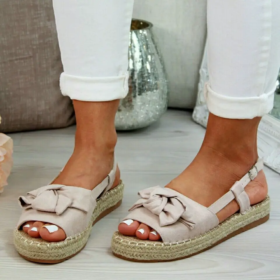 Woven Platform Sandals with Bow_1_Beige