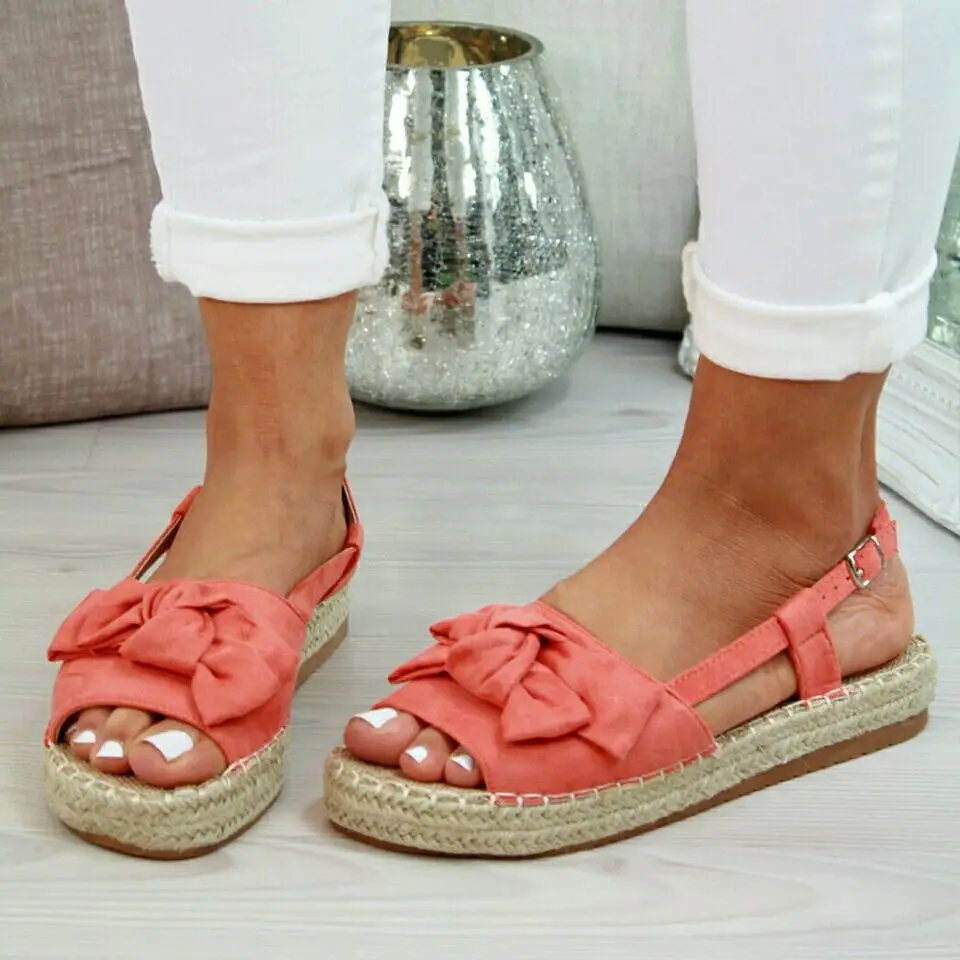 Woven Platform Sandals with Bow_9