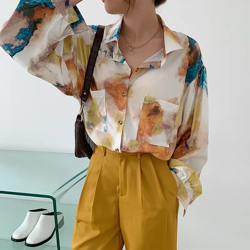Loose Fit Water Color Print Blouse_3