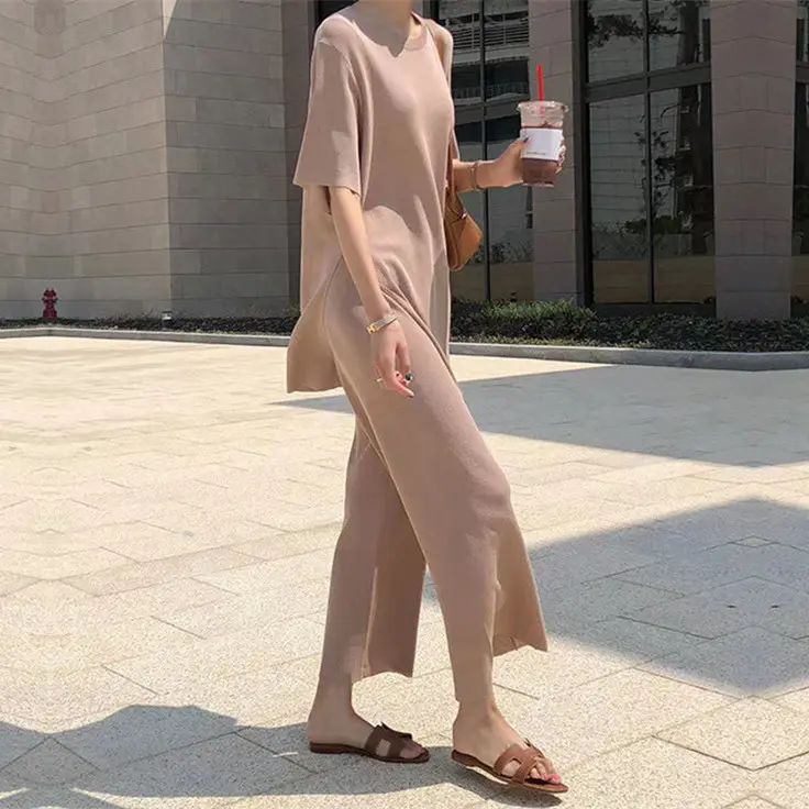 Casual Two-Piece Suit and Wide-Leg Pants