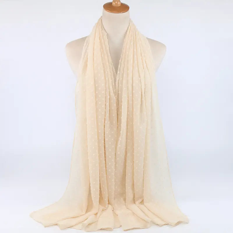 Pompom Chiffon Hijab_7_Cream