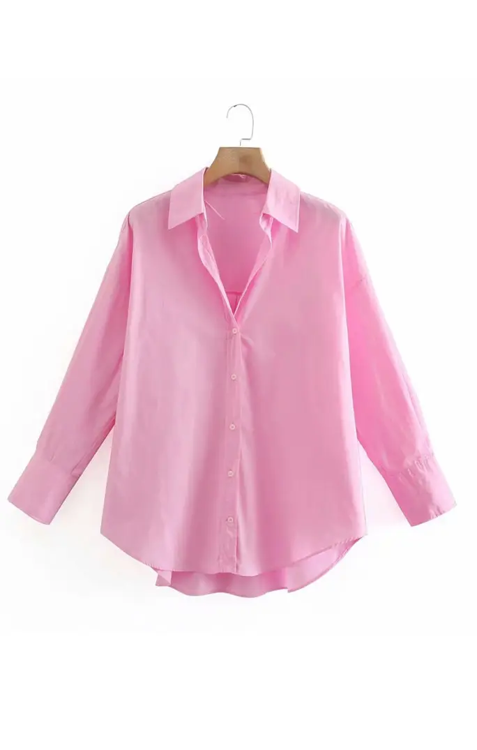 Cotton Candy Long Sleeve Button Down Blouse_Pink_6