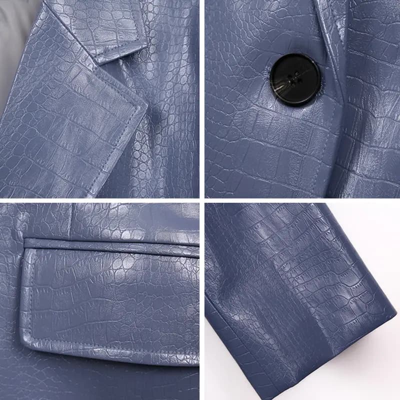 Faux Crocodile Leather Blazer_1