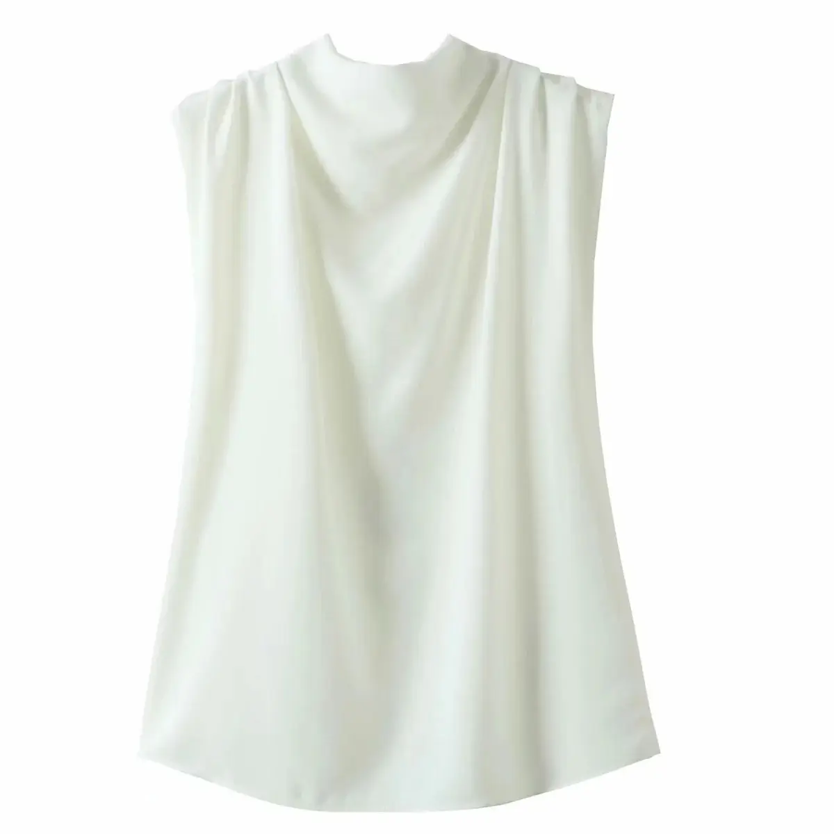 Vintage High Neck Sleeveless Blouse_2_White