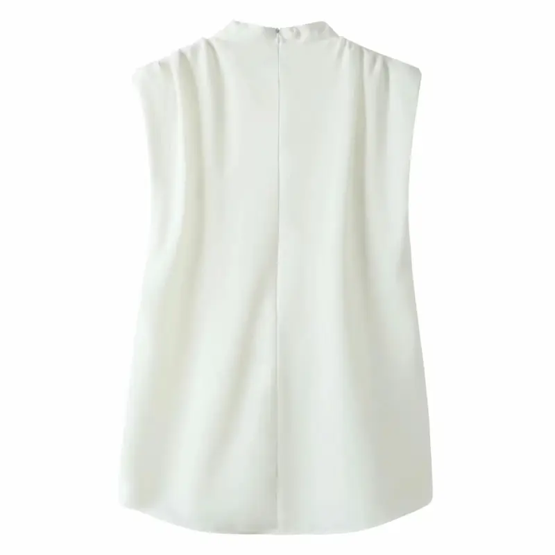 Vintage High Neck Sleeveless Blouse_8