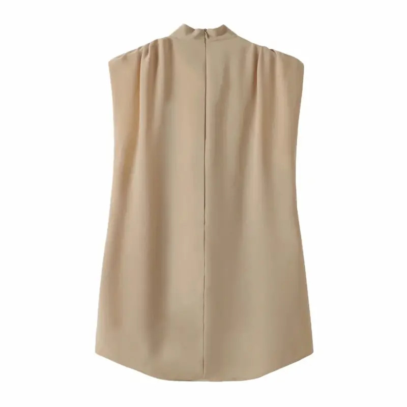 Vintage High Neck Sleeveless Blouse_13