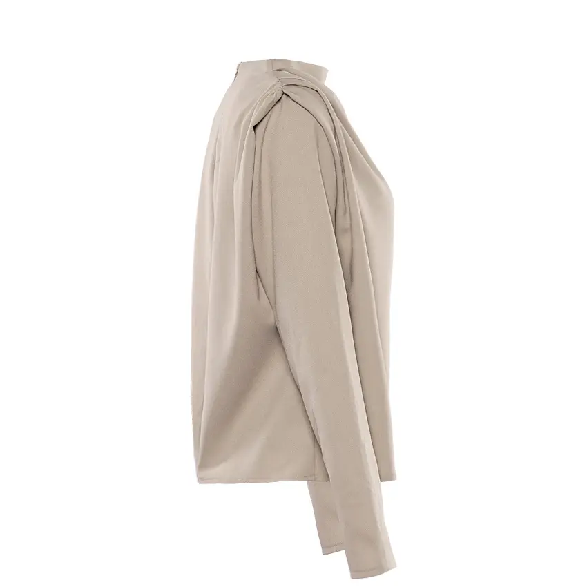 Women’s Draped Collar Elegant Long Sleeve Blouse_5