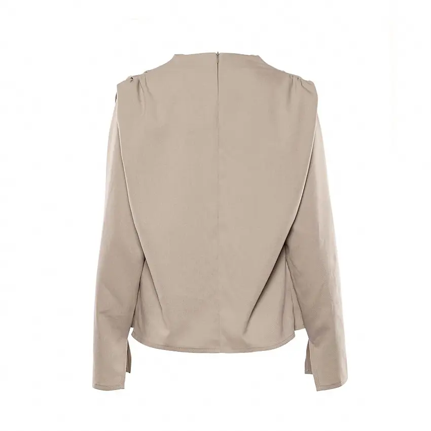 Women’s Draped Collar Elegant Long Sleeve Blouse_8