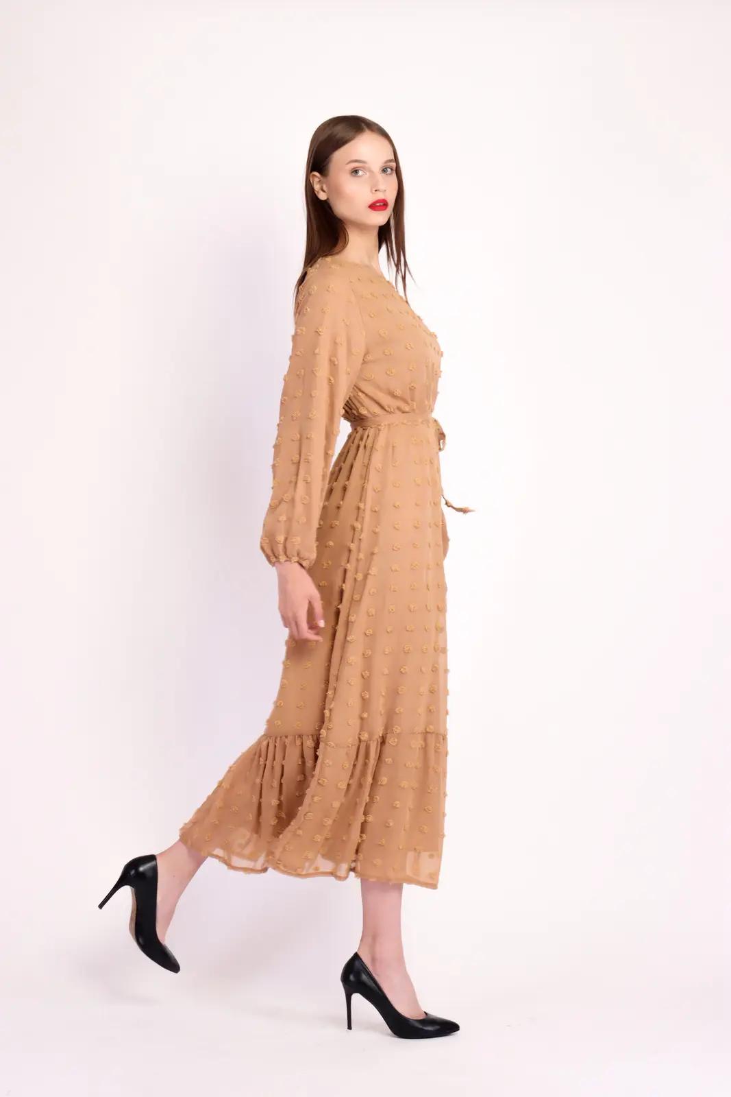Boho Long Sleeve Pom Pom Maxi Dress-1