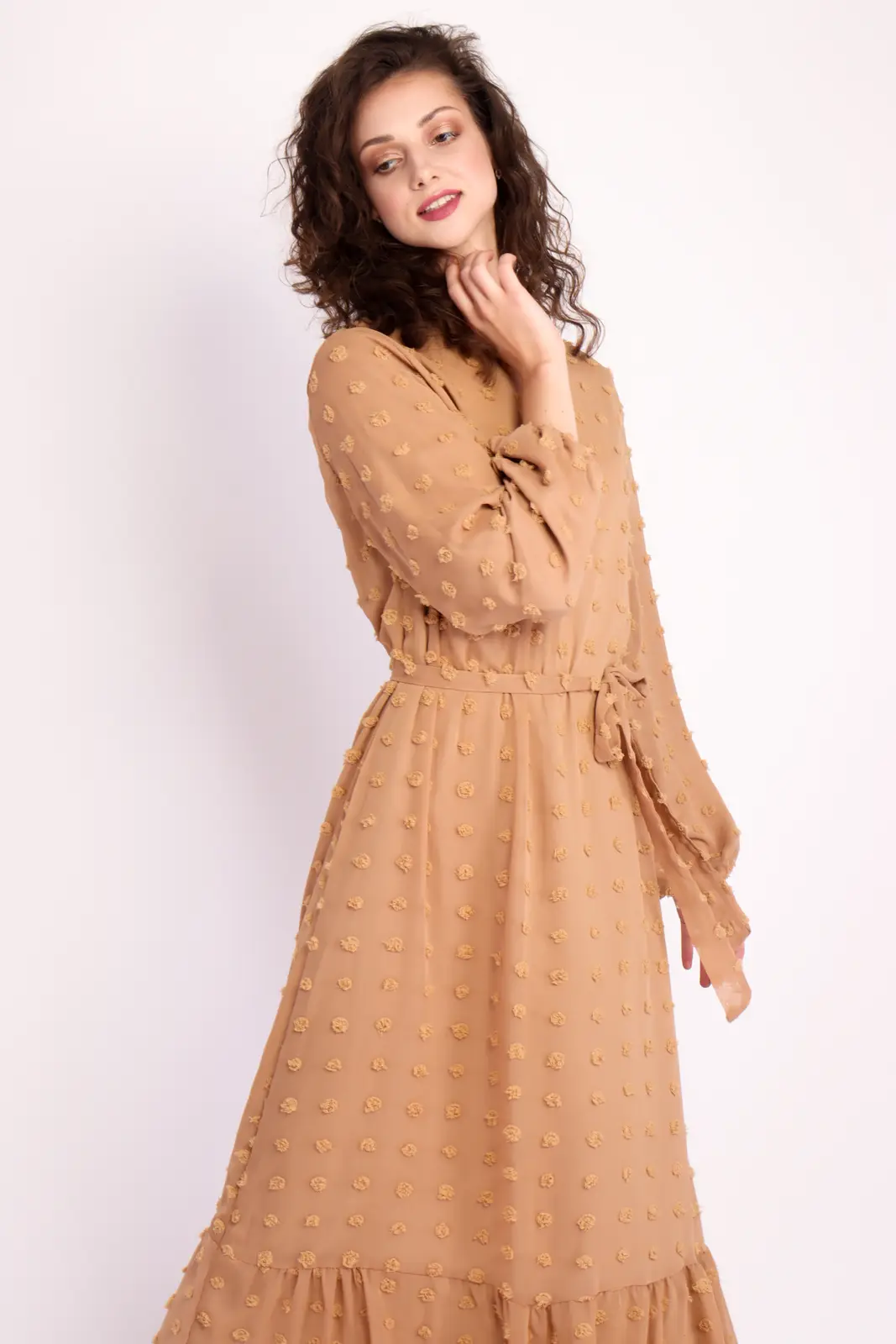 Boho Long Sleeve Pom Pom Maxi Dress-4