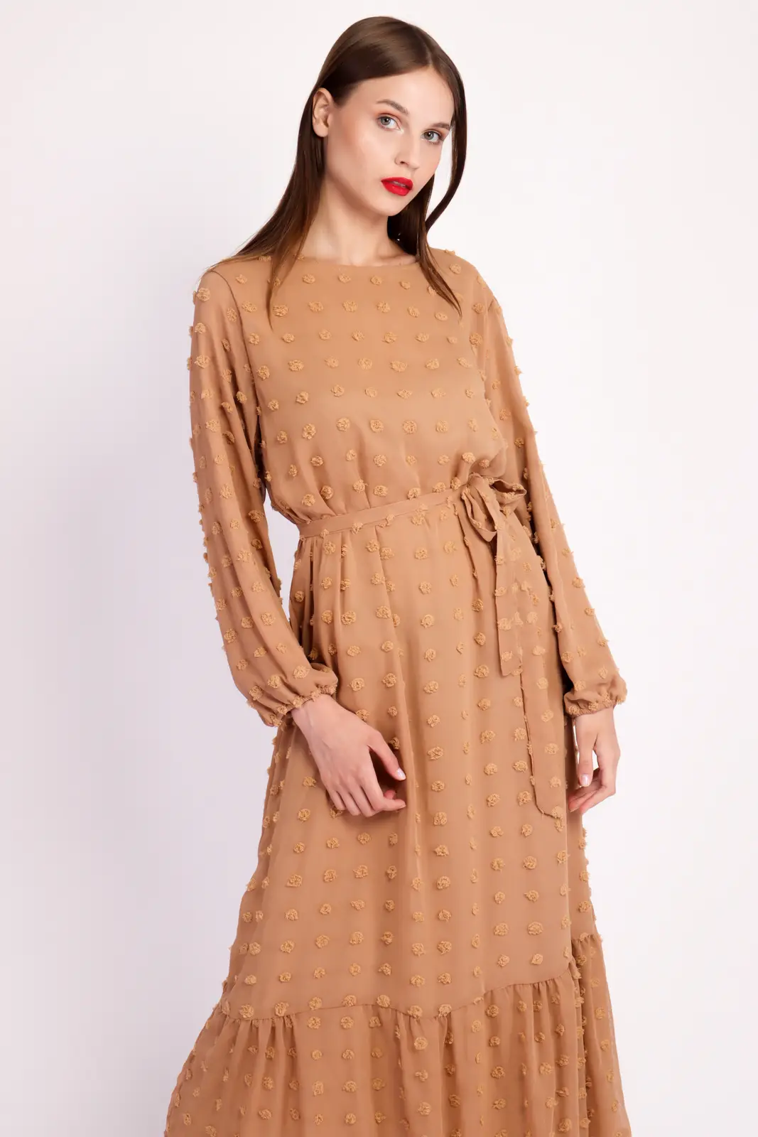 Boho Long Sleeve Pom Pom Maxi Dress-8