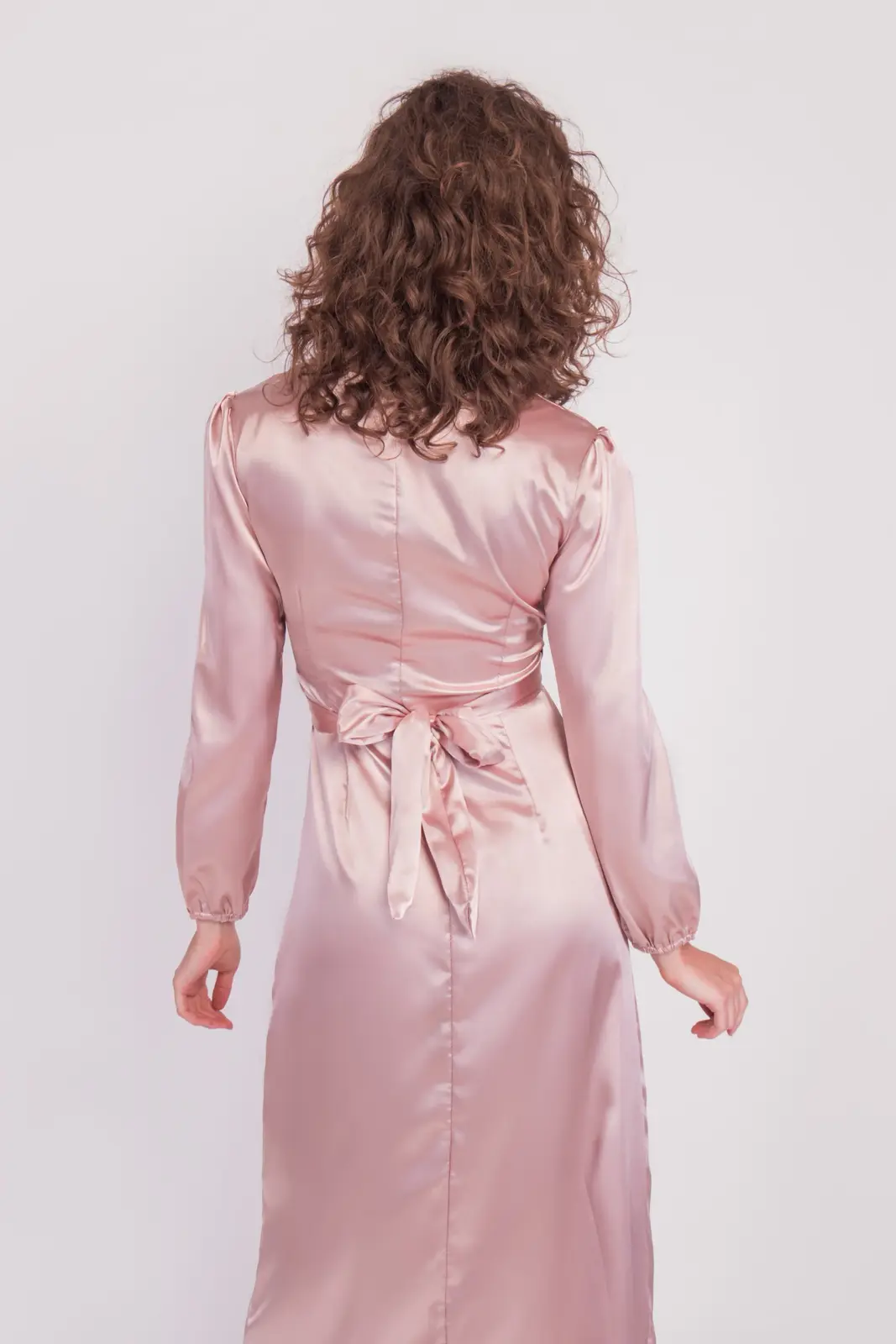 Satin Wrap Maxi Dress With Puff Sleeves-33