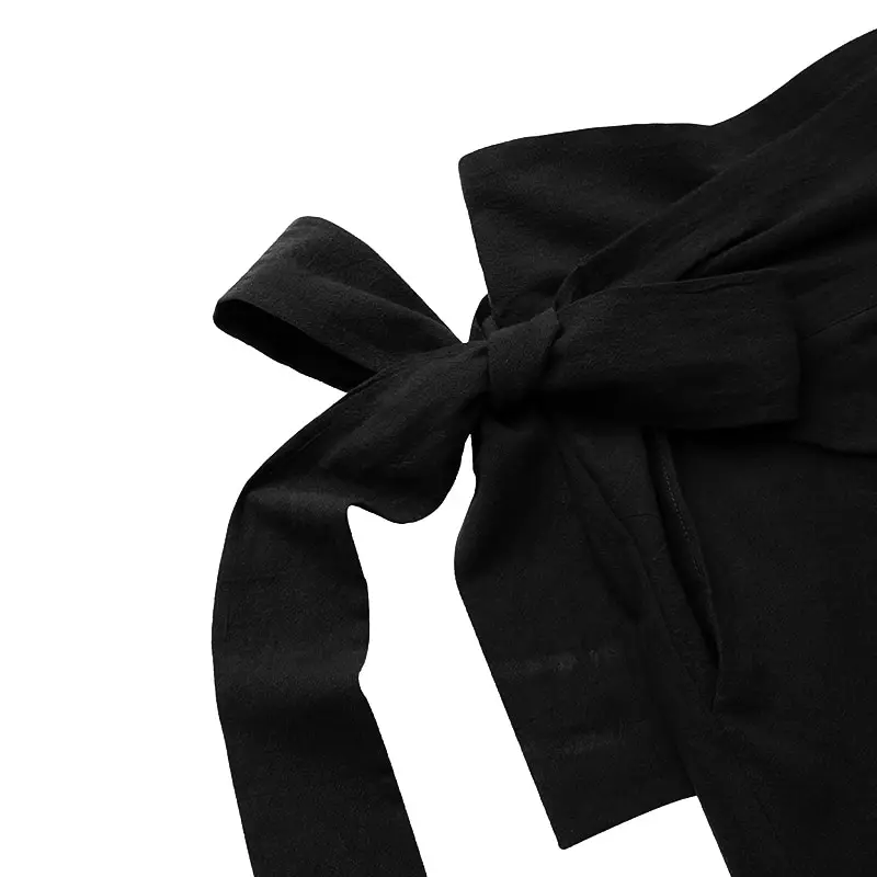 Linen Wide-Leg Wrap Tie Palazzo Pants_2