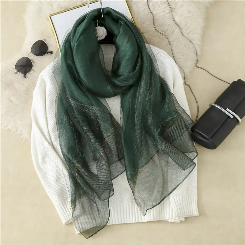 Classic Silky Shawl Hijab_dark green