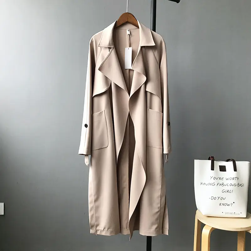 Open Front Belted Coat_Khaki