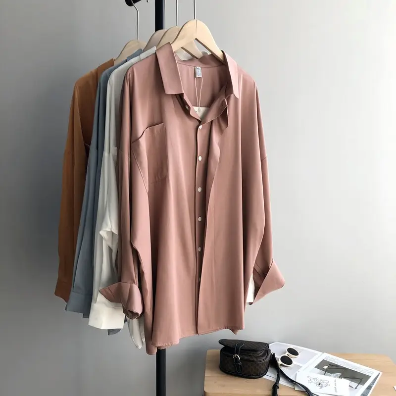 Spring Button Up Loose Long Sleeve Blouse_8