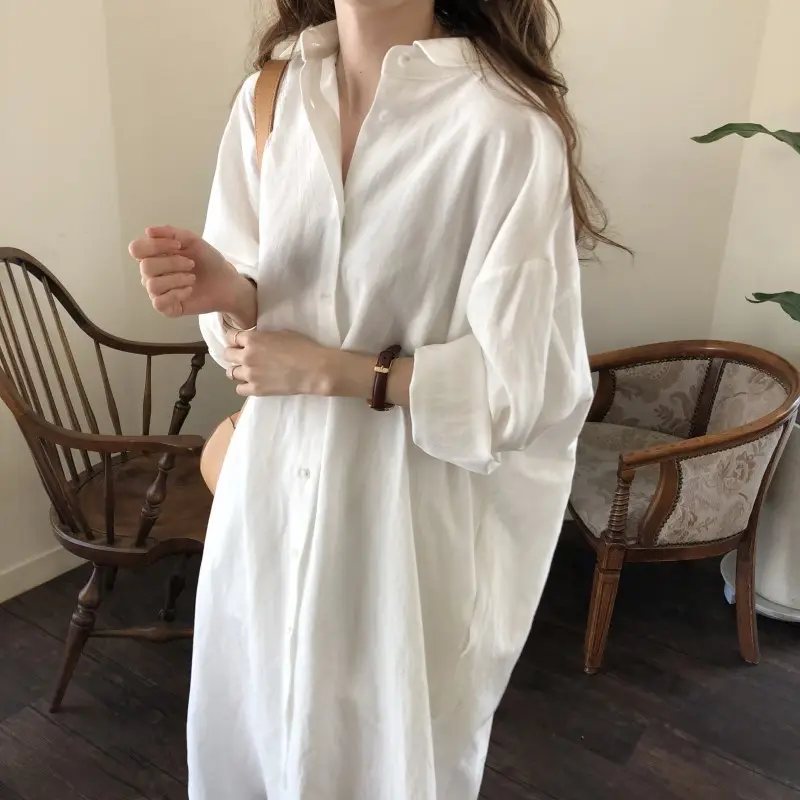 Casual Button Front Shirt Dress_3
