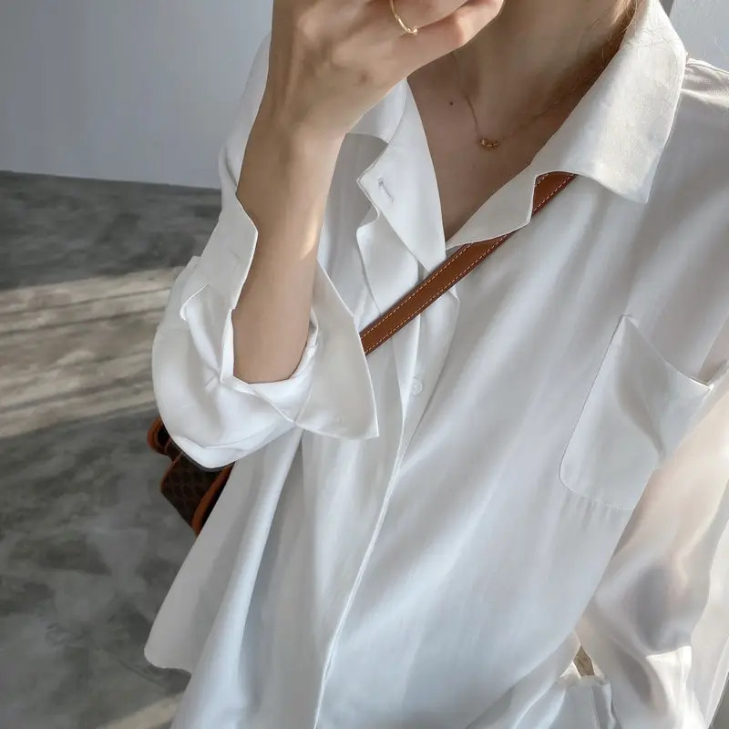 Spring Button Up Loose Long Sleeve Blouse_14