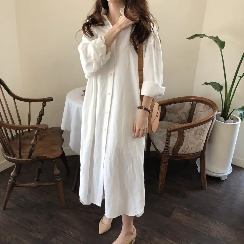 Casual Button Front Shirt Dress_8