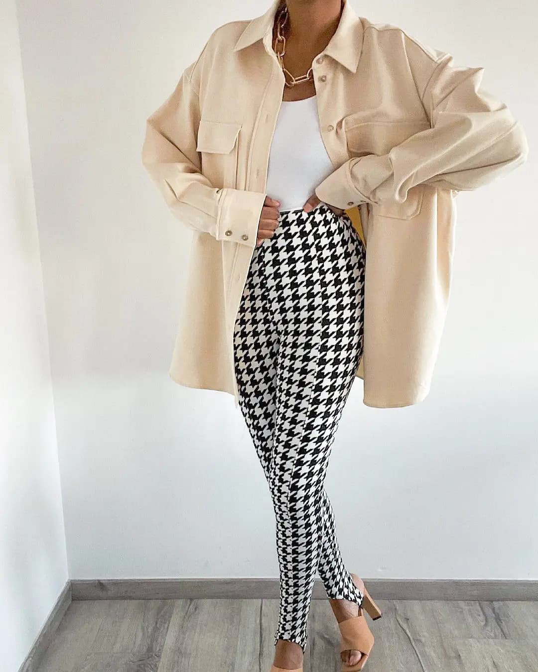 Classic Flap Pocket Button Up Blouse_3_Beige
