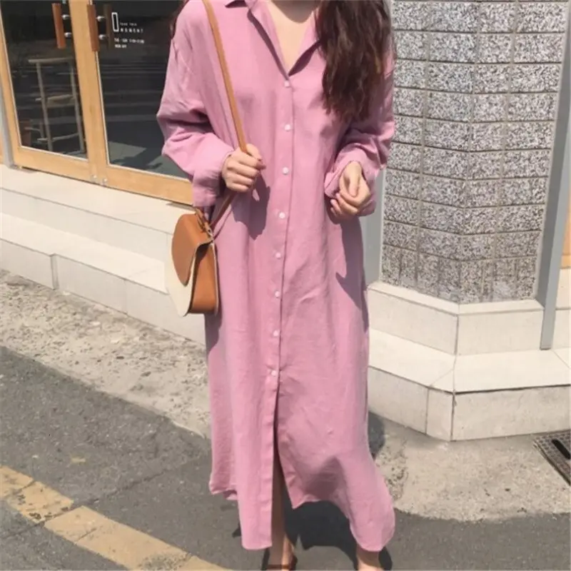 Women’s Basic Solid Loose Shirt Dress _3