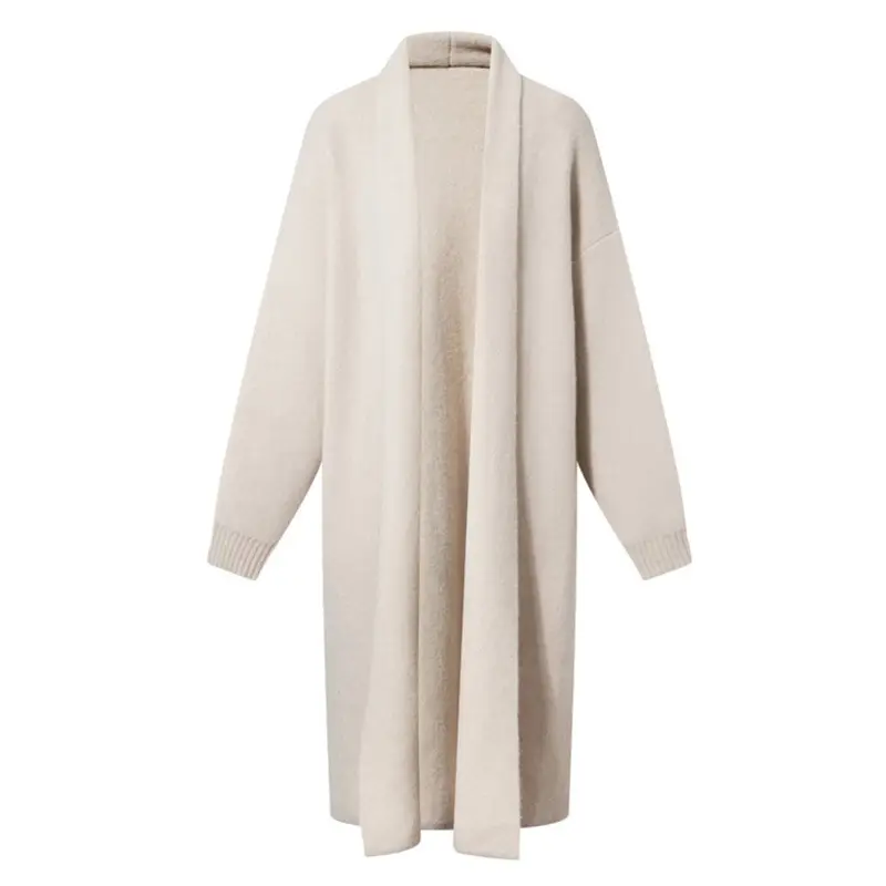 Open Front Drop Shoulder Cardigan_Beige