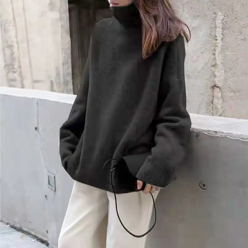 Solid High Neck Sweater_Black