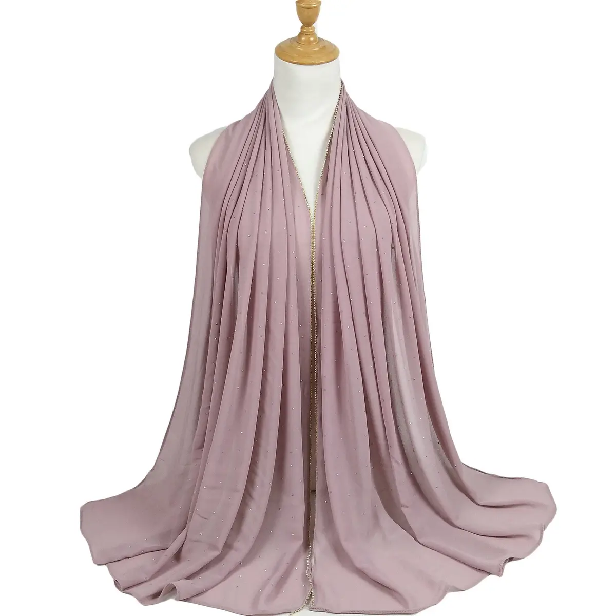 Subtle Glam Glitter Chiffon Hijab_1_Dusty Pink