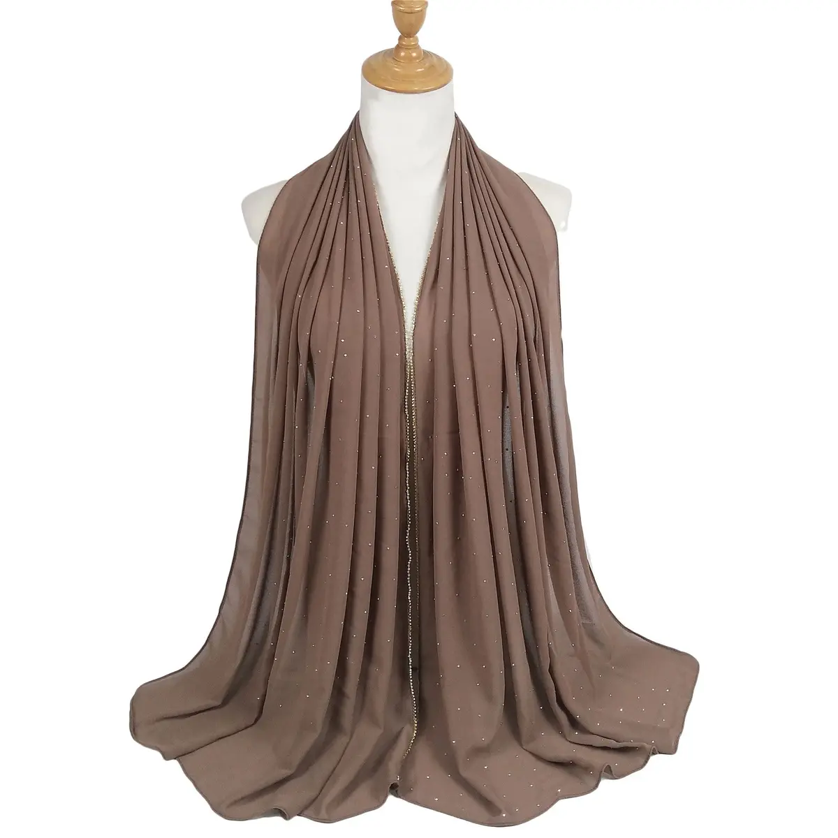 Subtle Glam Glitter Chiffon Hijab_2_Brown
