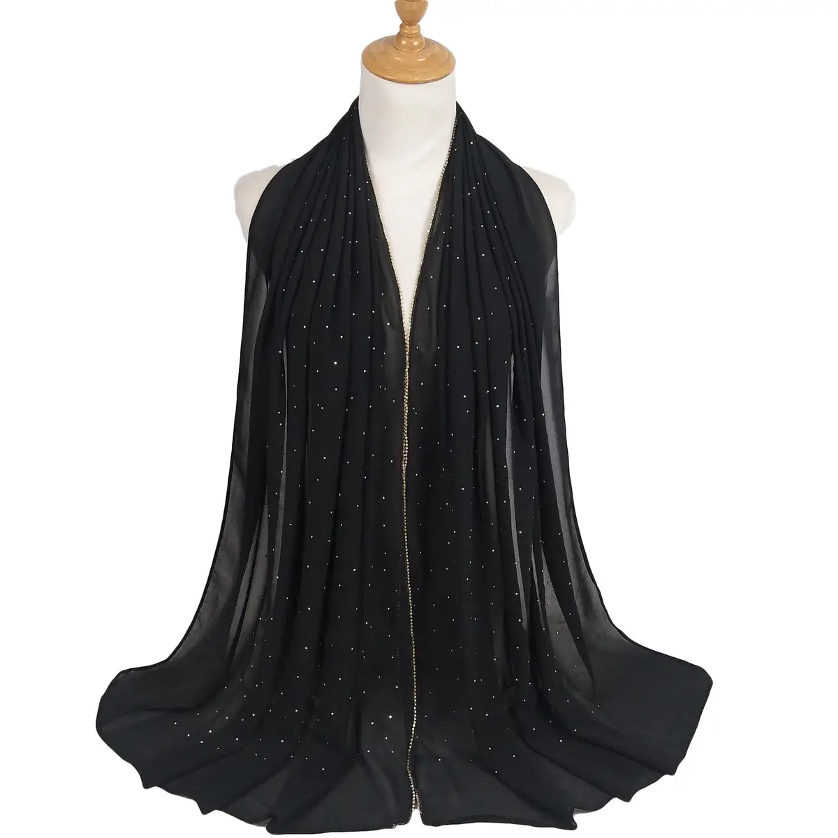 Subtle Glam Glitter Chiffon Hijab_4_Black