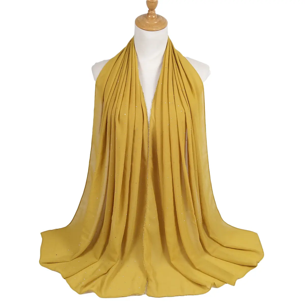 Subtle Glam Glitter Chiffon Hijab_6_Mustard Yellow
