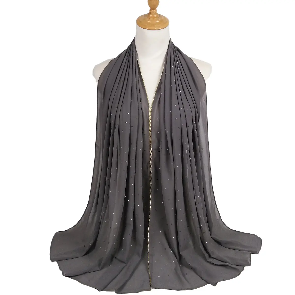 Subtle Glam Glitter Chiffon Hijab_8_Grey
