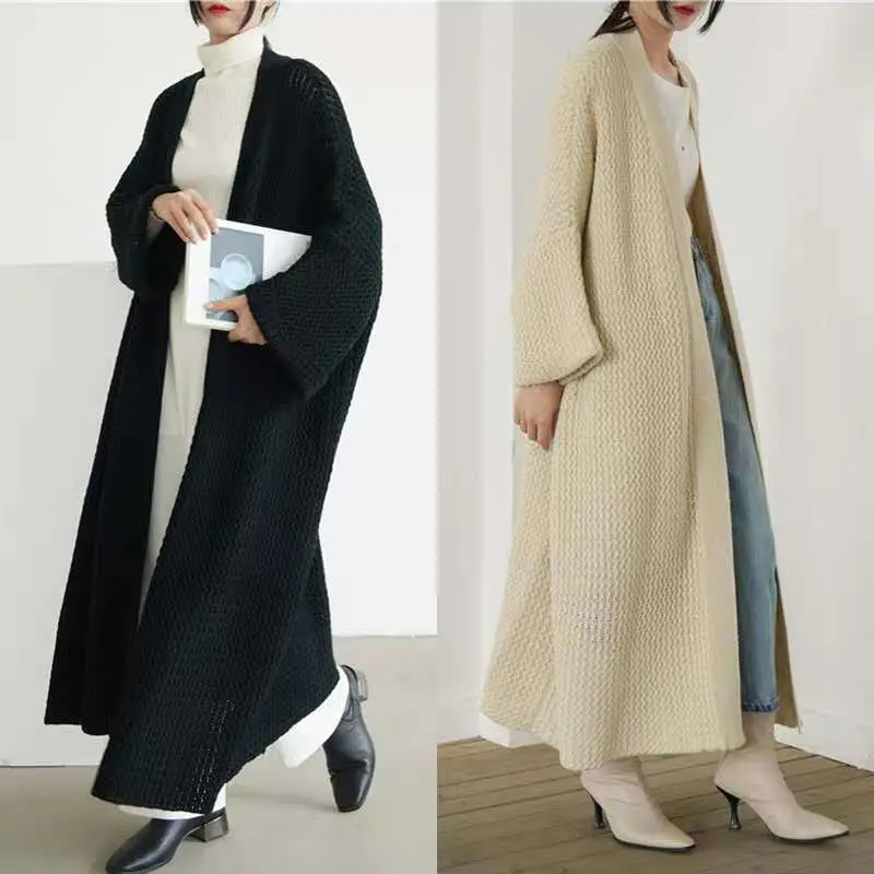 Open Front Drop Shoulder Knit Cardigan_1