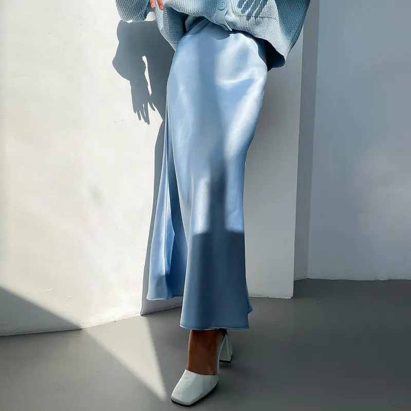 Icy Blue Silk Skirt_1