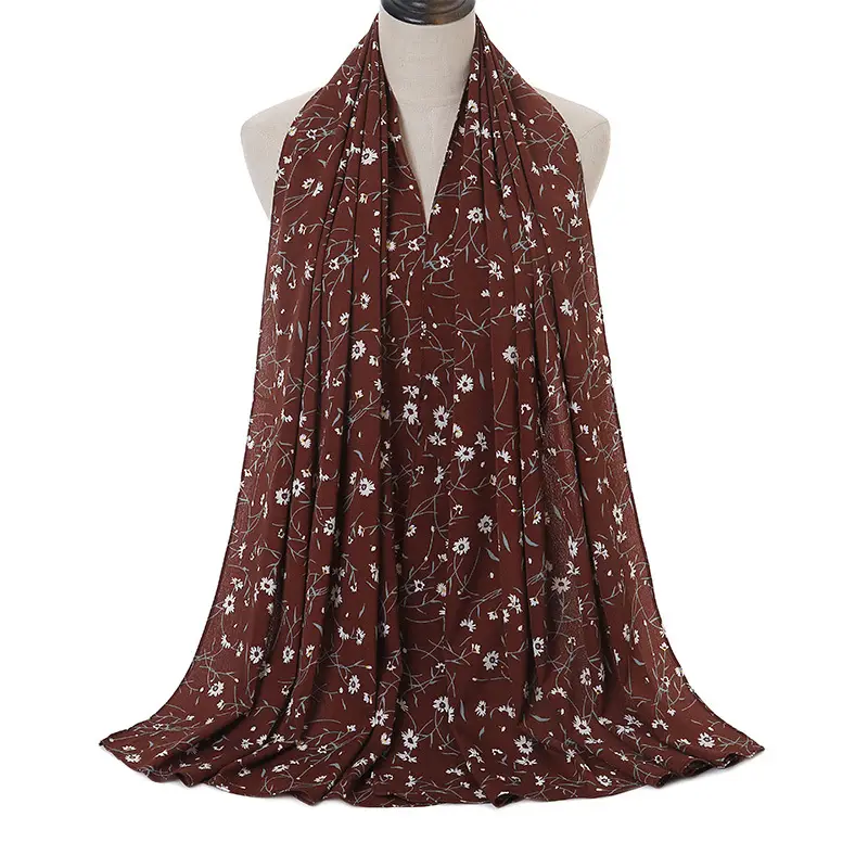 Floral Print Hijab_2_Brown