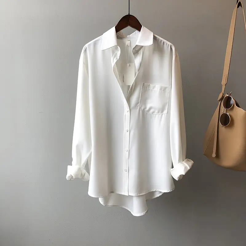 Flowy Pocket Front Blouse_White