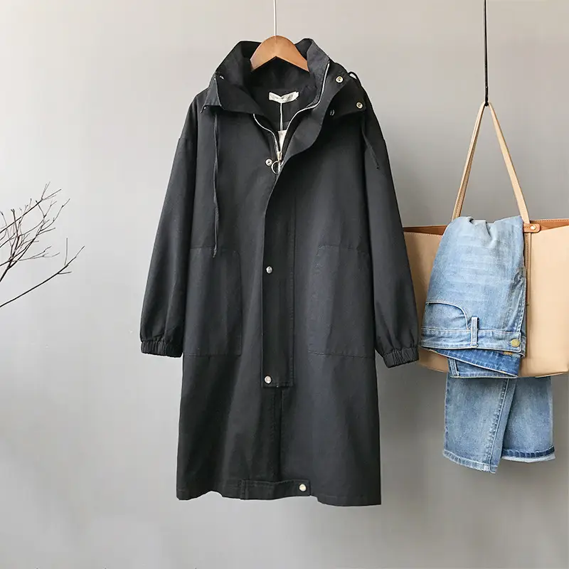 Casual Hooded Parka Jacket_2_Black
