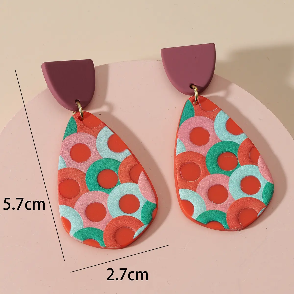 Circle Pattern Teardrop Earrings_3
