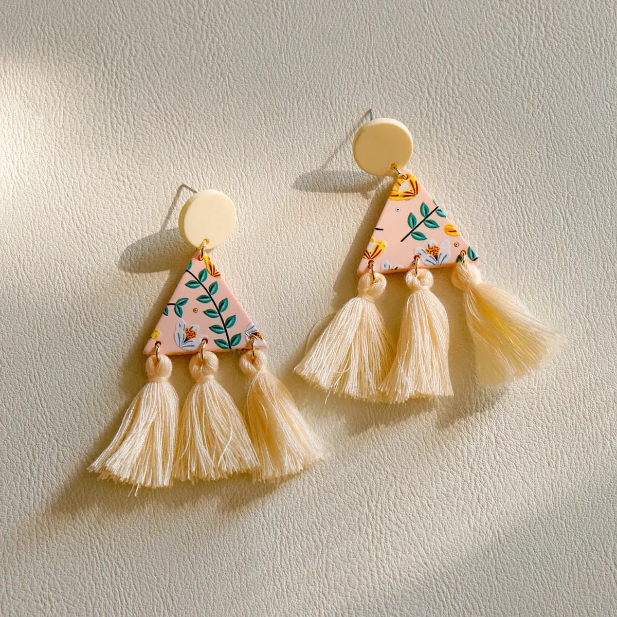 Printed Abstract Drop Earrings_Peach Pink
