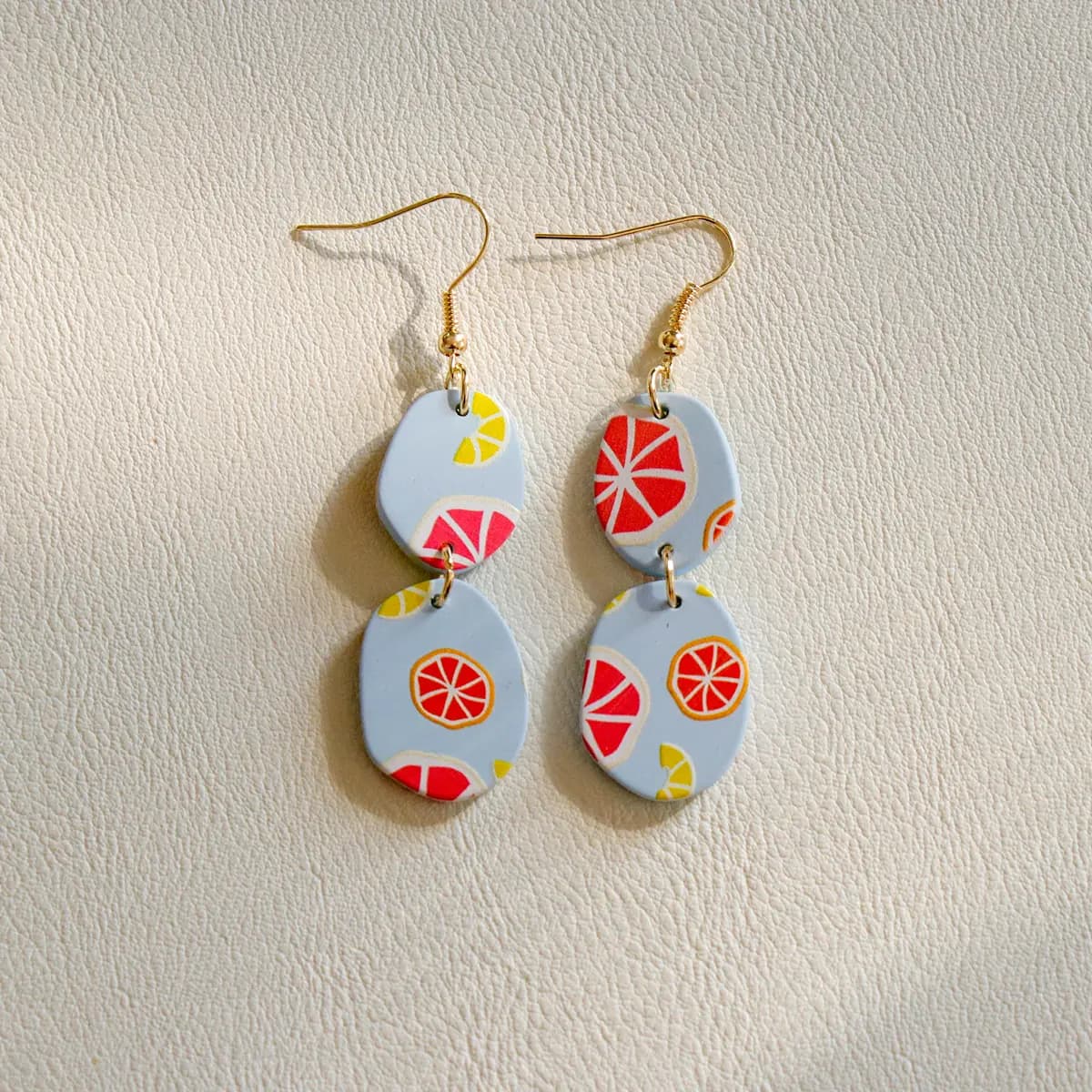 Printed Abstract Drop Earrings_Sky blue