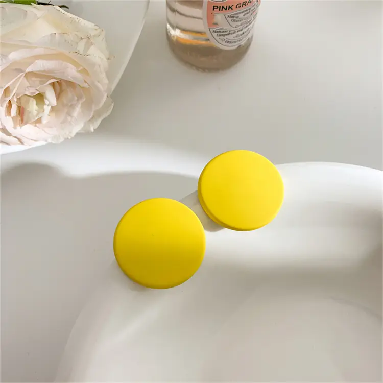 Solid Circle Disc Stud Earrings_2