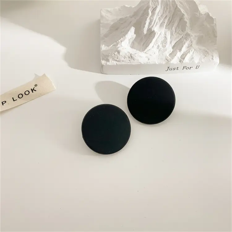 Solid Circle Disc Stud Earrings_4