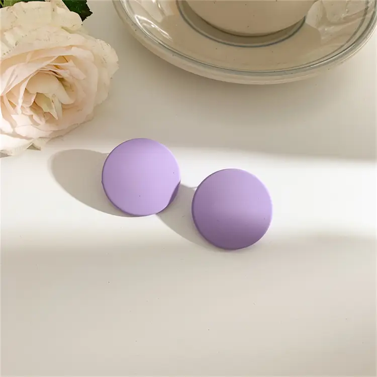 Solid Circle Disc Stud Earrings_7