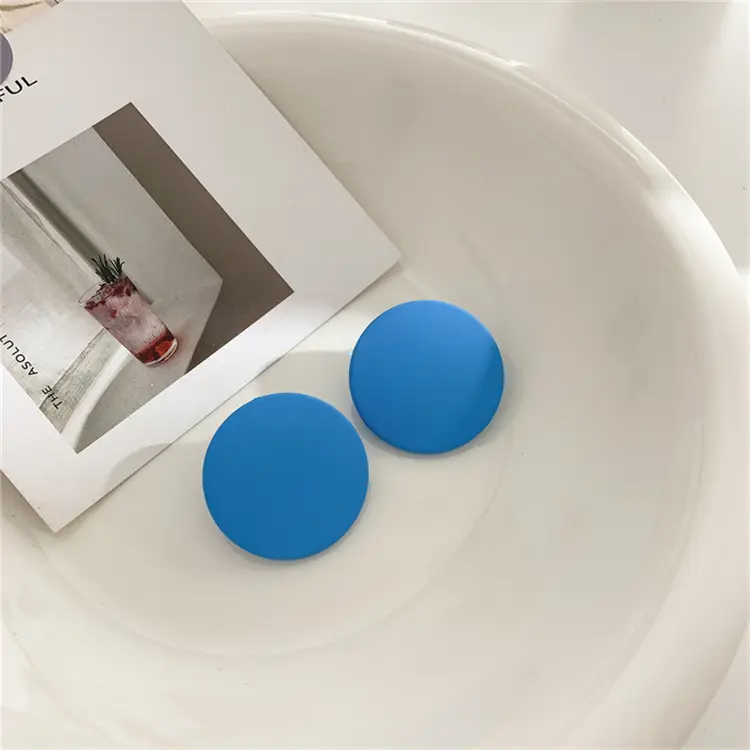 Solid Circle Disc Stud Earrings_12