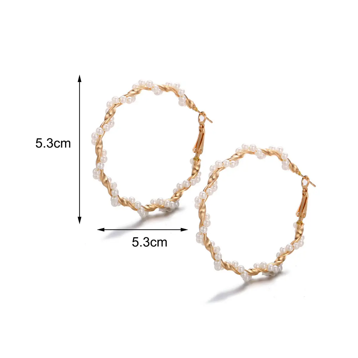 Gold Twist Hoop Pearl Trim Earrings_2
