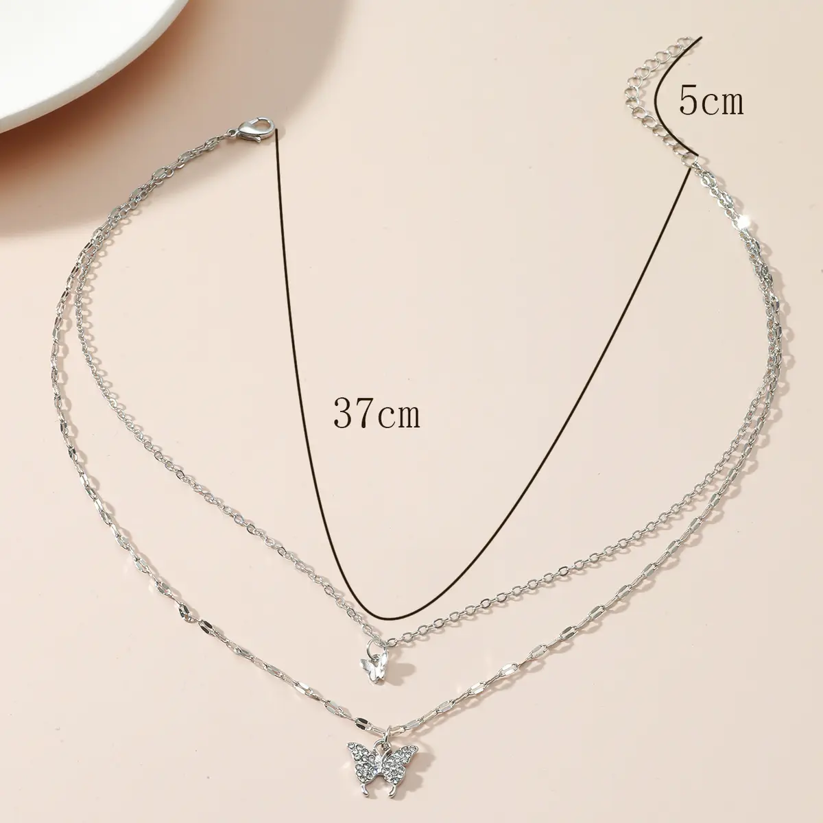 Silver Butterfly Layered Necklace_1