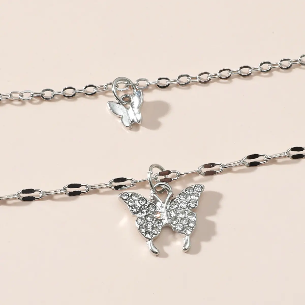 Silver Butterfly Layered Necklace_4