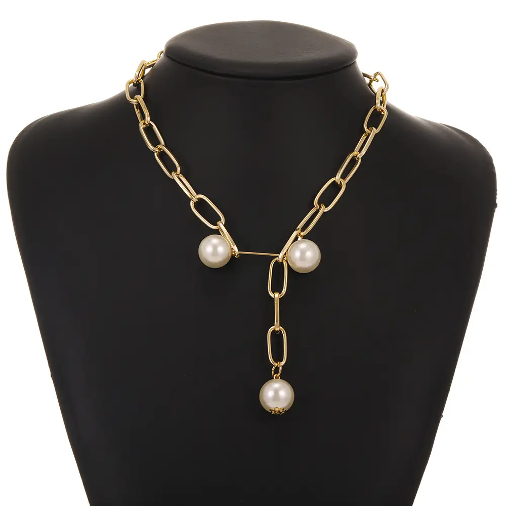 Link Chain Pearl Detail Necklace_5