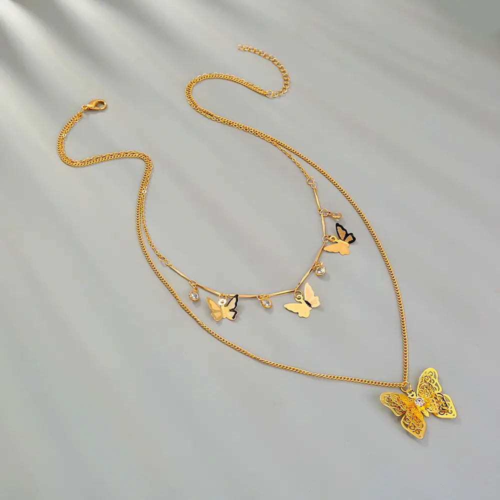 Butterfly Charm Two Layer Necklace_2
